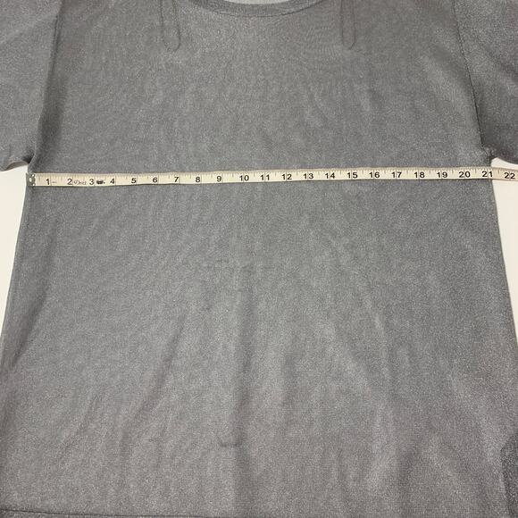 ZARA Knit Silver Sheer Oversized Short Sleeve Blouse Small - Picture 7 of 8